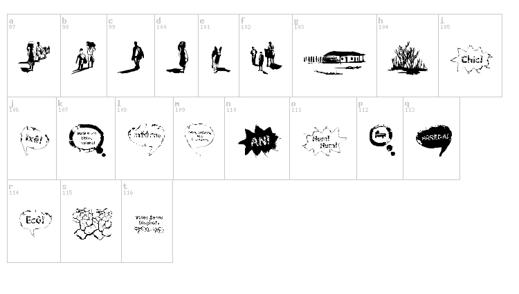 Vidas Secas Dingbats font map